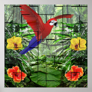 Een Artsy Tropical Rainforest Scene Poster