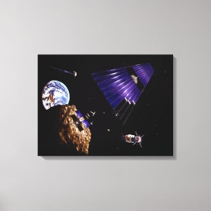 Een asteroïde-mijnmissie canvas afdruk