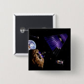 Een asteroïde-mijnmissie vierkante button 5,1 cm (Voorkant /achterkant)