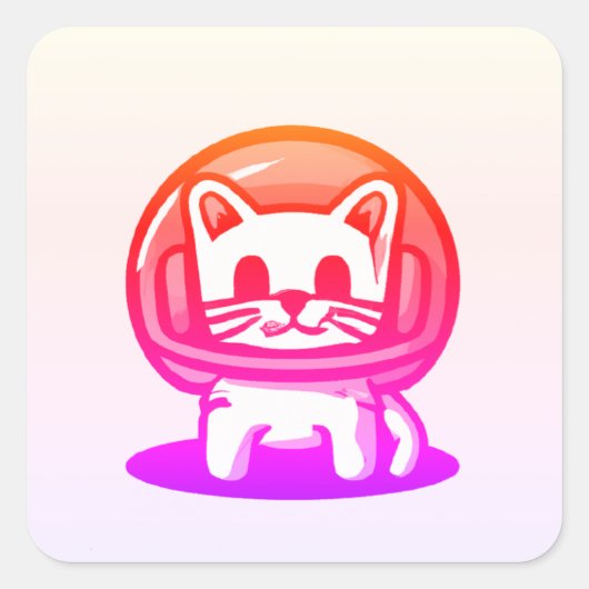 Een Astronaut Cute Cat Vierkante Sticker (Voorkant)