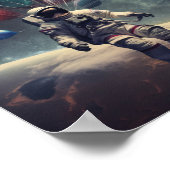 Een Astronaut die drijft in de lucht met ballonnen Poster (Hoek)