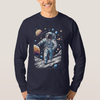 Een astronaut die op de maan loopt t-shirt