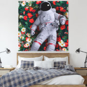 Een astronaut in de Bloemen Canvas Afdruk (Insitu (Slaapkamer))