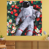 Een astronaut in de Bloemen Canvas Afdruk (Insitu (Woonkamer))