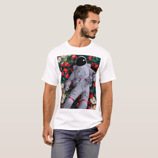 Een astronaut in de Bloemen T-shirt (Voorkant volledig)