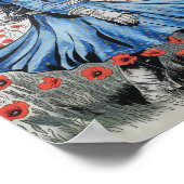 Een astronaut in een blauwe jurk die in klaprozen  poster (Hoek)