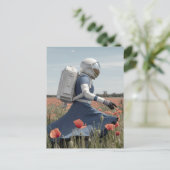 Een astronaut in een papaverveld briefkaart (Staand voorkant)