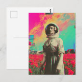 Een astronaut in een papaverveld glitch briefkaart (Voorkant / Achterkant)