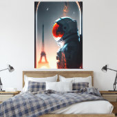 Een astronaut in Parijs Canvas Afdruk (Insitu (Slaapkamer))