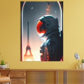 Een astronaut in Parijs Canvas Afdruk (Insitu (Woonkamer))