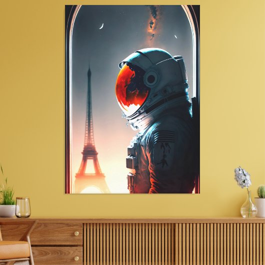 Een astronaut in Parijs Canvas Afdruk (Insitu (Woonkamer))