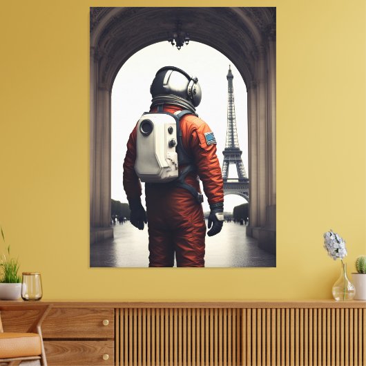 Een astronaut in Parijs Canvas Afdruk (Insitu (Woonkamer))