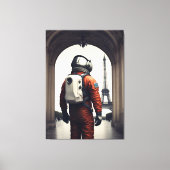 Een astronaut in Parijs Canvas Afdruk (Voorkant)