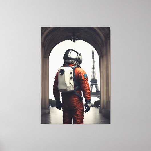 Een astronaut in Parijs Canvas Afdruk (Voorkant)