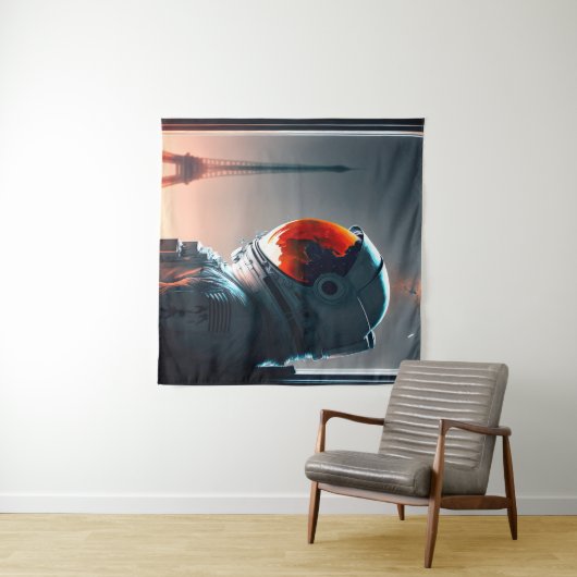 Een astronaut in Parijs Wandkleed (In Situ (horizontaal))