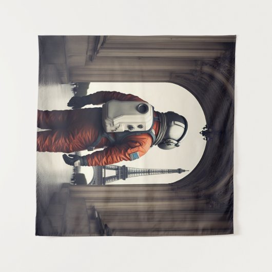 Een astronaut in Parijs Wandkleed (Voorkant (horizontaal))