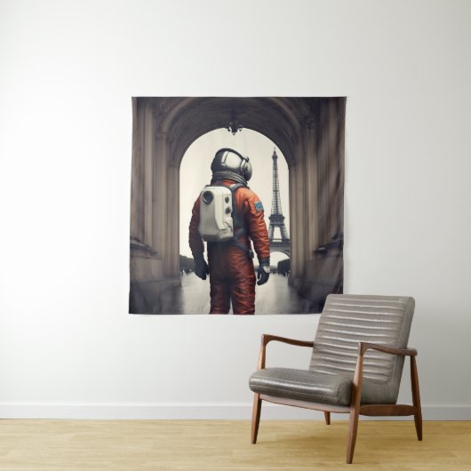 Een astronaut in Parijs Wandkleed (In situ)