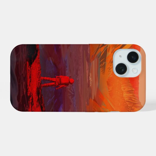 Een astronaut op Mars iPhone 15 Case (Achterkant horizontaal)