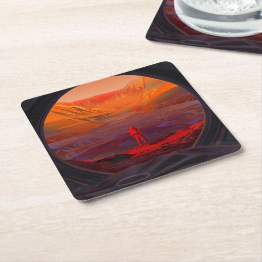 Een astronaut op Mars Kartonnen Onderzetters (Schuin)