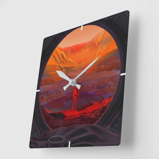 Een astronaut op Mars Vierkante Klok (Hoek)