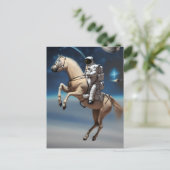 Een Astronaut Riding a Horse in Space Briefkaart (Staand voorkant)