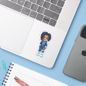 Een astronaut teamlid - Blauw Sticker (Laptop met iPhone)