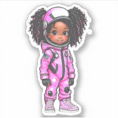 Een astronaut teamlid - roze sticker (Voorkant)