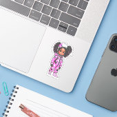 Een astronaut teamlid - roze sticker (Laptop met iPhone)