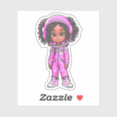 Een astronaut teamlid - roze sticker (Vel)