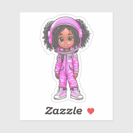 Een astronaut teamlid - roze sticker (Vel)