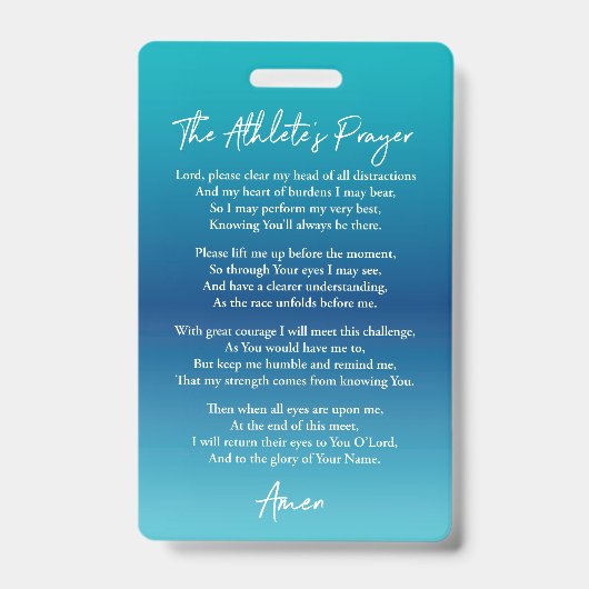 Een Athlete's Prayer Swim Bag Label Badge (Voorkant)