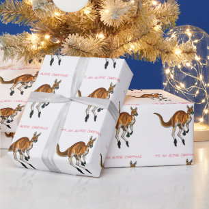 Een Aussie Kerstmis met een Red Kangaroo Cadeaupapier