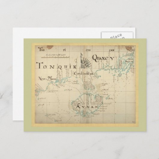 Een Authentic 1690 Pirate Map Briefkaart (Voorkant / Achterkant)