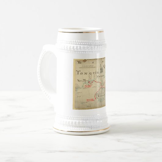 Een Authentic 1690 Pirate Map (met versieringen) Bierpul (Voorkant links)