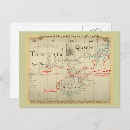 Een Authentic 1690 Pirate Map (met versieringen) Briefkaart (Voorkant / Achterkant)