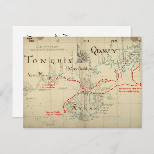 Een Authentic 1690 Pirate Map (met versieringen) Kaart (Voorkant / Achterkant)