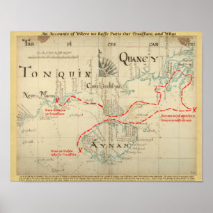 Een Authentic 1690 Pirate Map (met versieringen) Poster
