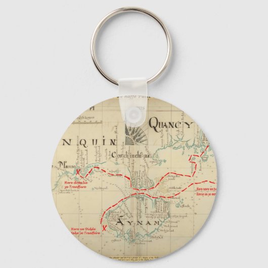 Een Authentic 1690 Pirate Map (met versieringen) Sleutelhanger (Voorkant)