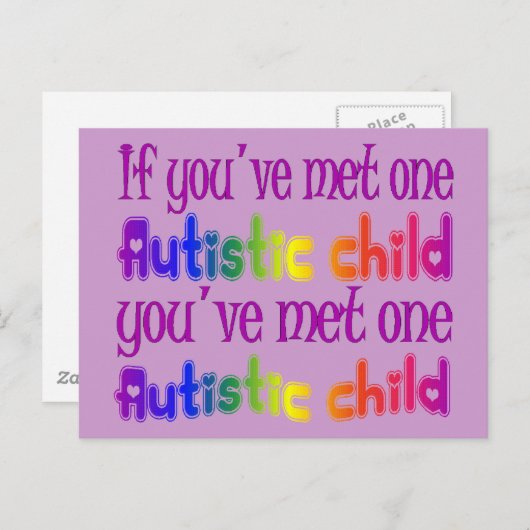 Eén autistisch kind briefkaart (Voorkant / Achterkant)