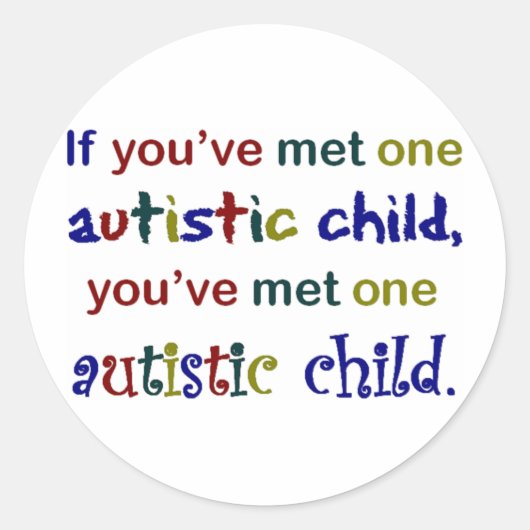Eén autistisch kind ronde sticker (Voorkant)