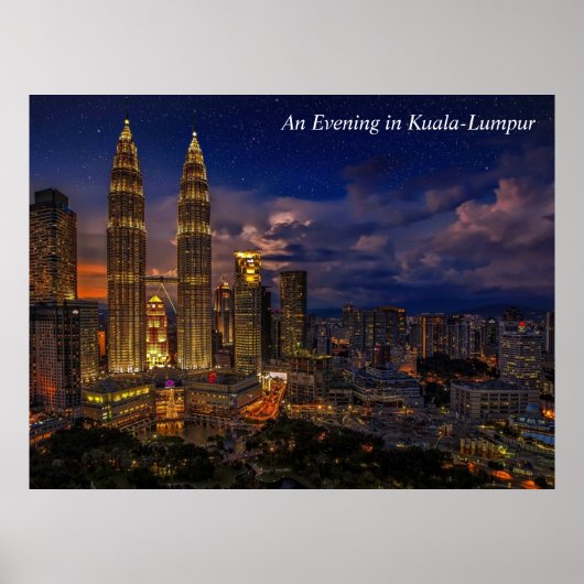 Een avond in Kuala-Lumpur nachtscene Poster (Voorkant)