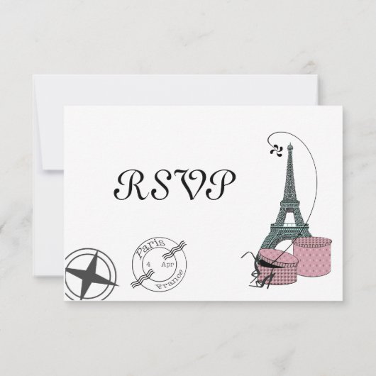 Een avond in Parijs aangepaste RSVP-kaart RSVP Kaartje (Achterkant)