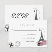 Een avond in Parijs aangepaste RSVP-kaart RSVP Kaartje (Voorkant / Achterkant)