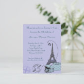 Een avond in Parijs Paarse themafeestje Kaart (Staand voorkant)