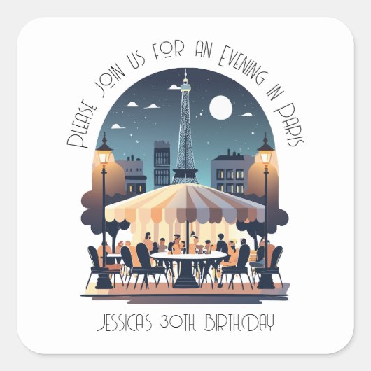 Een avond in Parijs Vierkante Sticker (Voorkant)