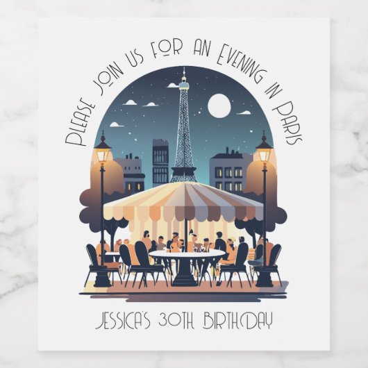 Een avond in Parijs Wijn Etiket (Enkel label)