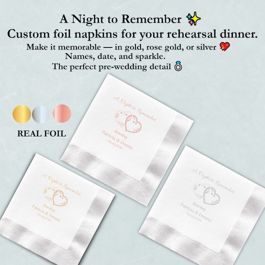 Een avond om te onthouden, repetitie diner folie servetten