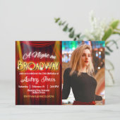 Een avond op Broadway-uitnodiging met foto Kaart (Staand voorkant)