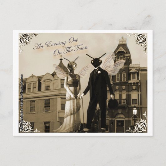 Een avond op het briefkaart van de stad (Voorkant)