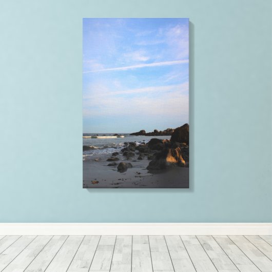 Een avond op het Strand van de Havik Canvas Afdruk (Insitu (Houten vloer))